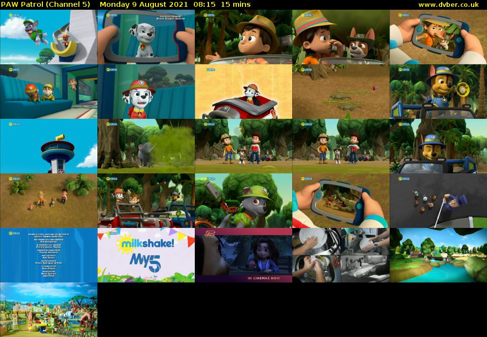 PAW Patrol (Channel 5) Monday 9 August 2021 08:15 - 08:30