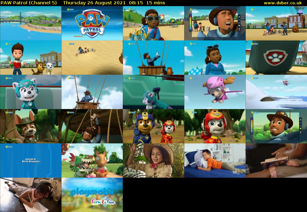 PAW Patrol (Channel 5) Thursday 26 August 2021 08:15 - 08:30