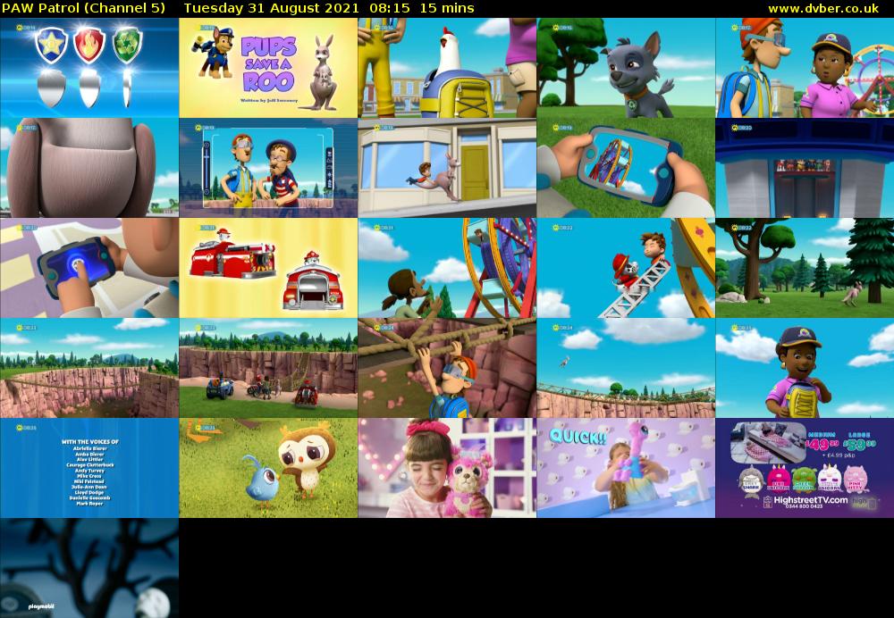 PAW Patrol (Channel 5) Tuesday 31 August 2021 08:15 - 08:30