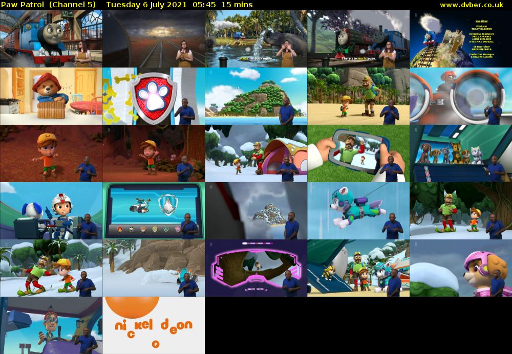 Paw Patrol  (Channel 5) Tuesday 6 July 2021 05:45 - 06:00