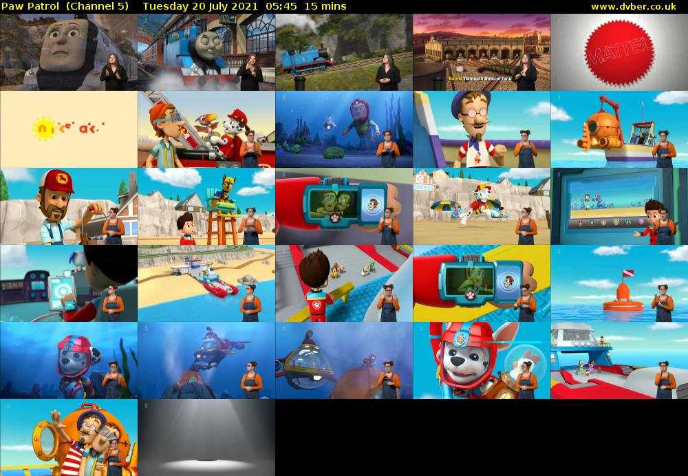 Paw Patrol  (Channel 5) Tuesday 20 July 2021 05:45 - 06:00
