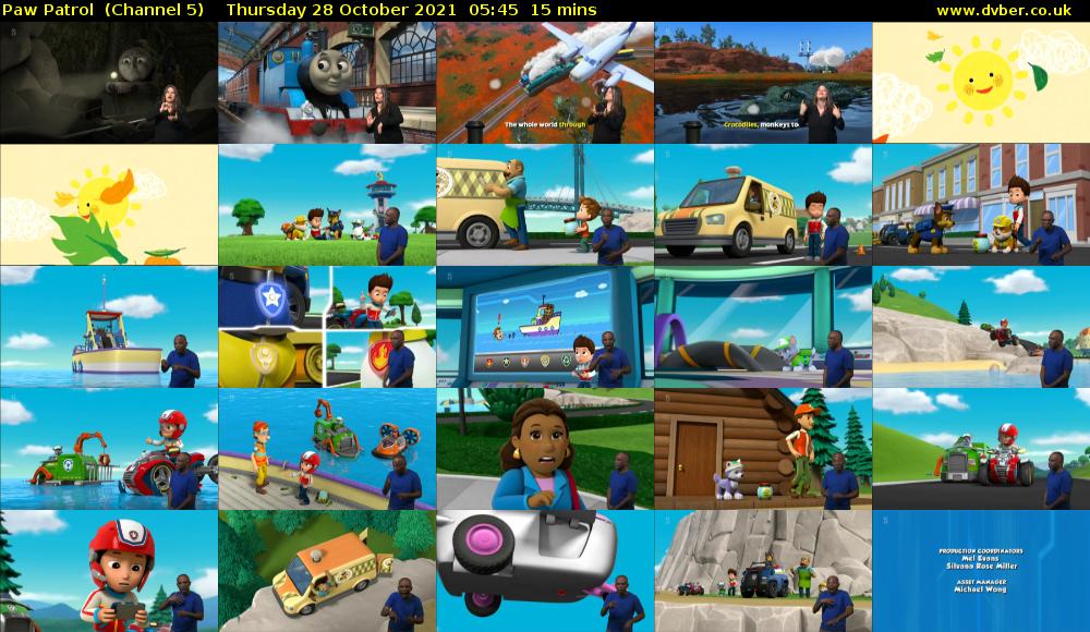 Paw Patrol  (Channel 5) Thursday 28 October 2021 05:45 - 06:00