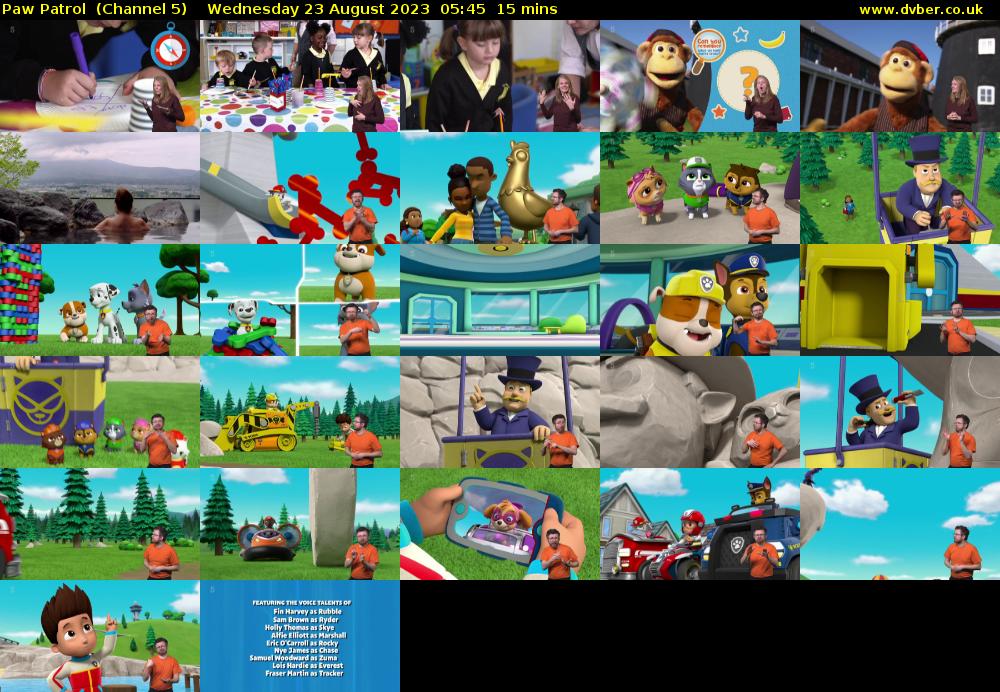 Paw Patrol  (Channel 5) Wednesday 23 August 2023 05:45 - 06:00