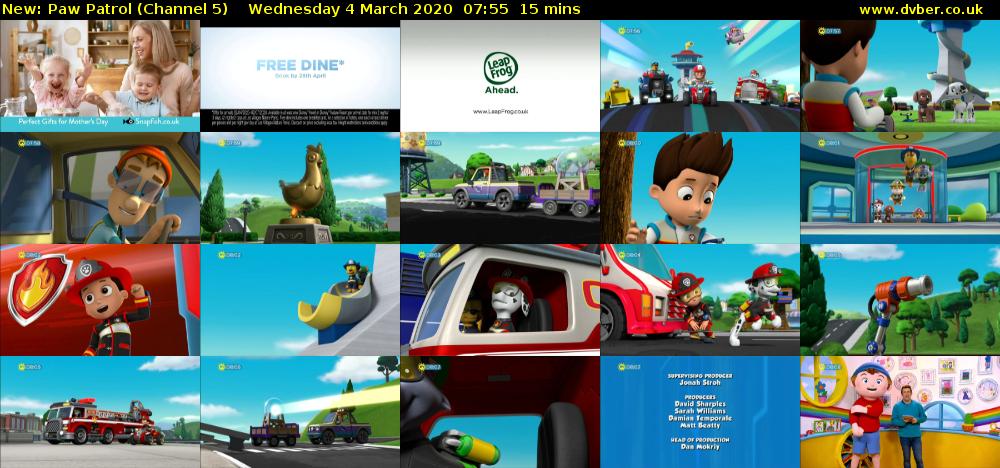 Paw Patrol (Channel 5) Wednesday 4 March 2020 07:55 - 08:10