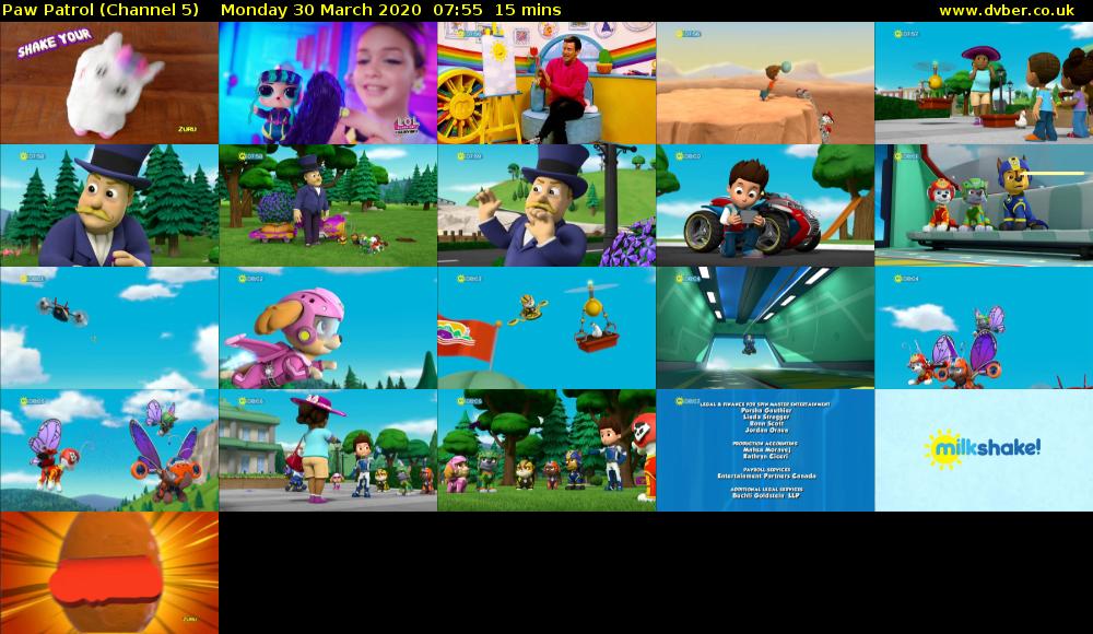 Paw Patrol (Channel 5) Monday 30 March 2020 07:55 - 08:10