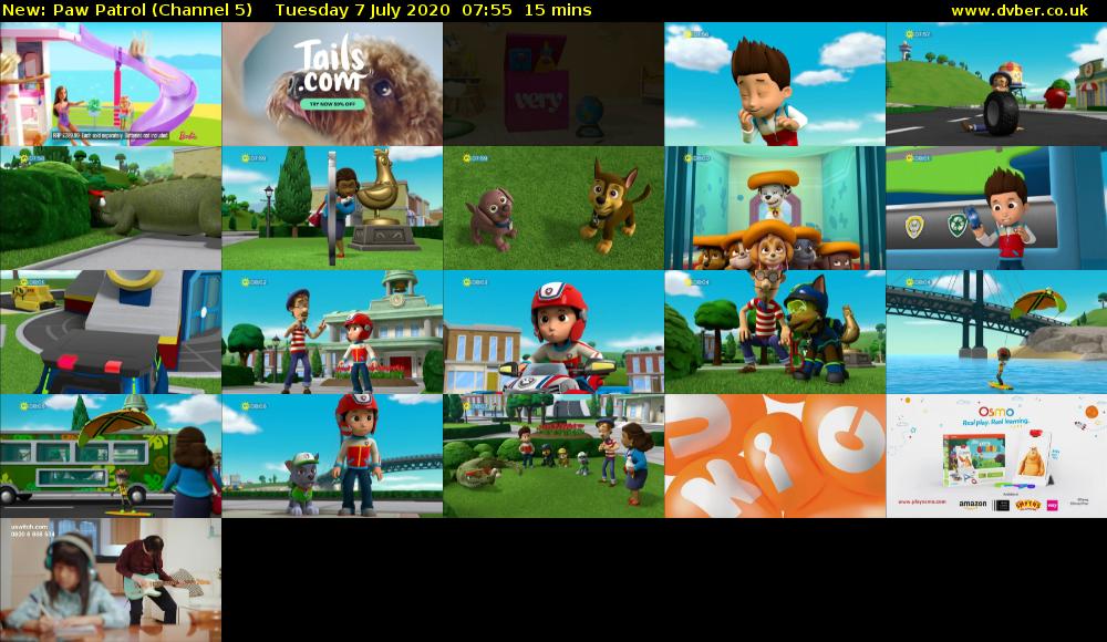Paw Patrol (Channel 5) Tuesday 7 July 2020 07:55 - 08:10