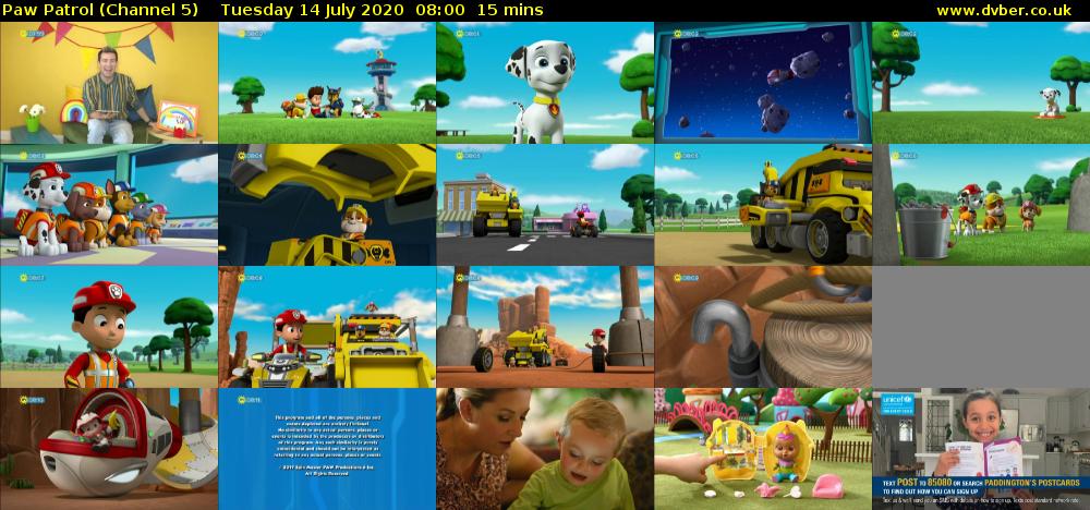 Paw Patrol (Channel 5) Tuesday 14 July 2020 08:00 - 08:15