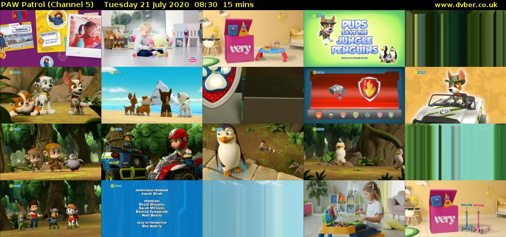 Paw Patrol (Channel 5) Tuesday 21 July 2020 08:30 - 08:45