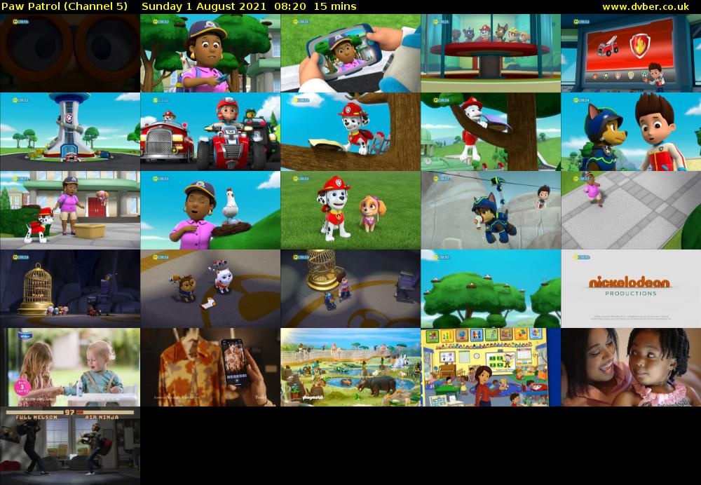 Paw Patrol (Channel 5) Sunday 1 August 2021 08:20 - 08:35