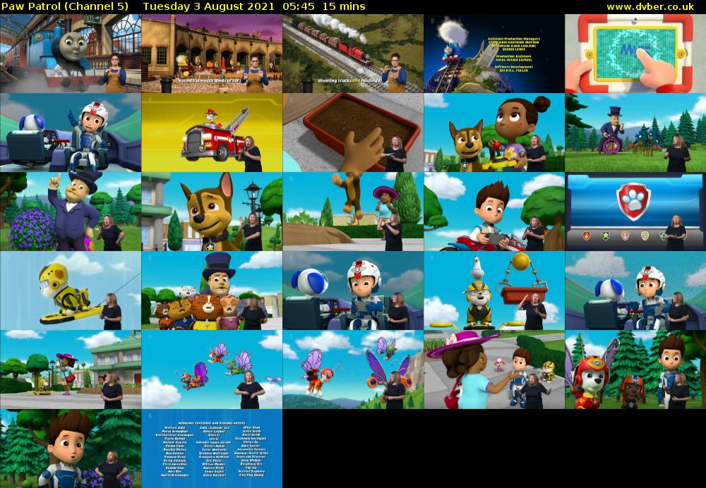 Paw Patrol (Channel 5) Tuesday 3 August 2021 05:45 - 06:00