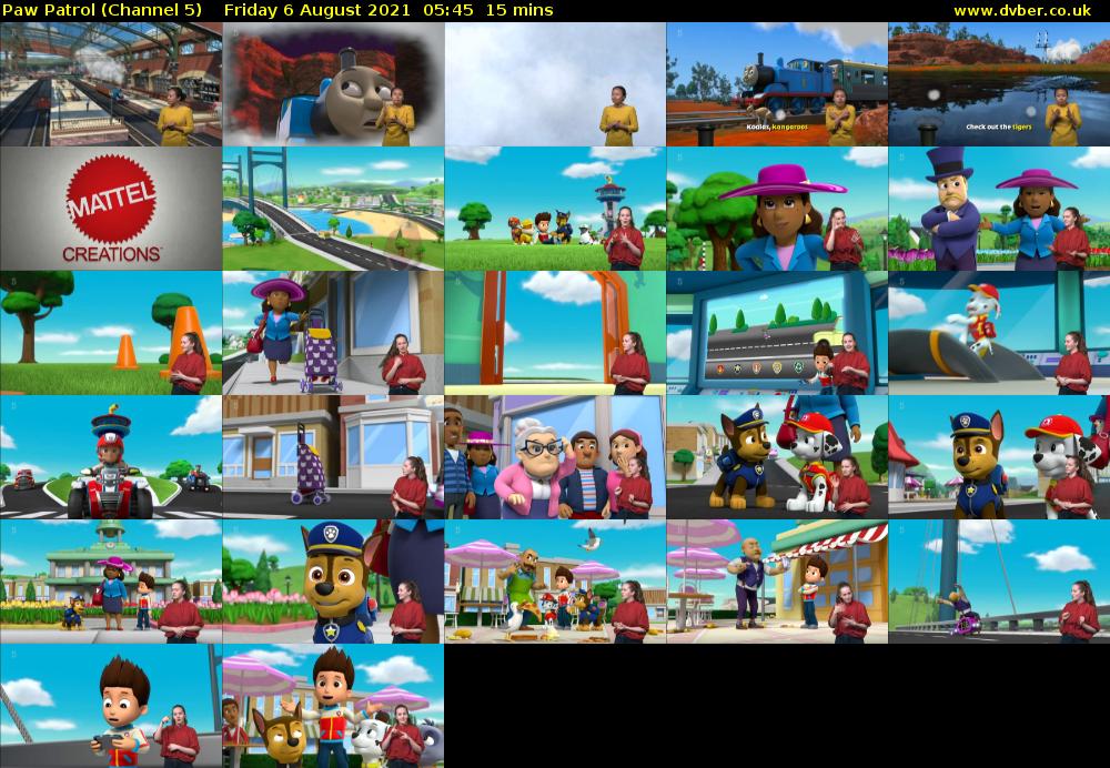 Paw Patrol (Channel 5) Friday 6 August 2021 05:45 - 06:00