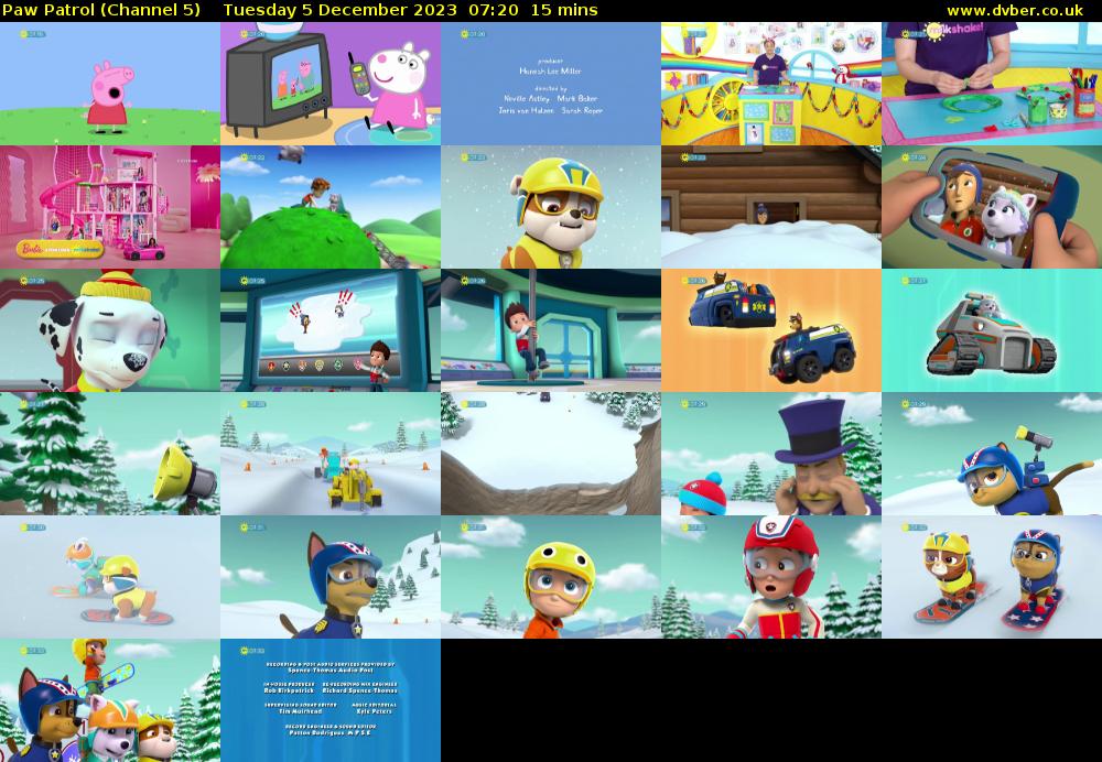 Paw Patrol (Channel 5) Tuesday 5 December 2023 07:20 - 07:35