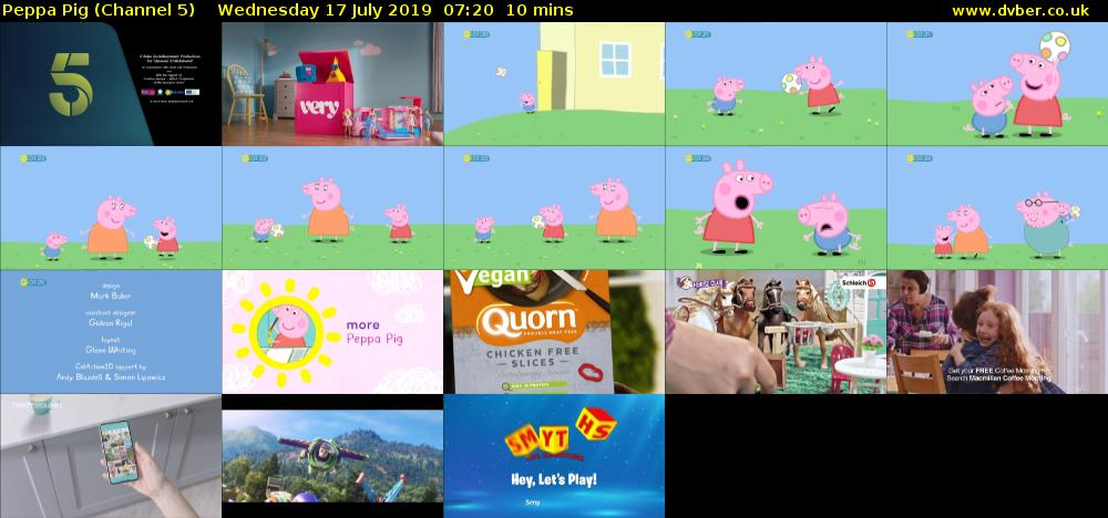 Peppa Pig (Channel 5) Wednesday 17 July 2019 07:20 - 07:30