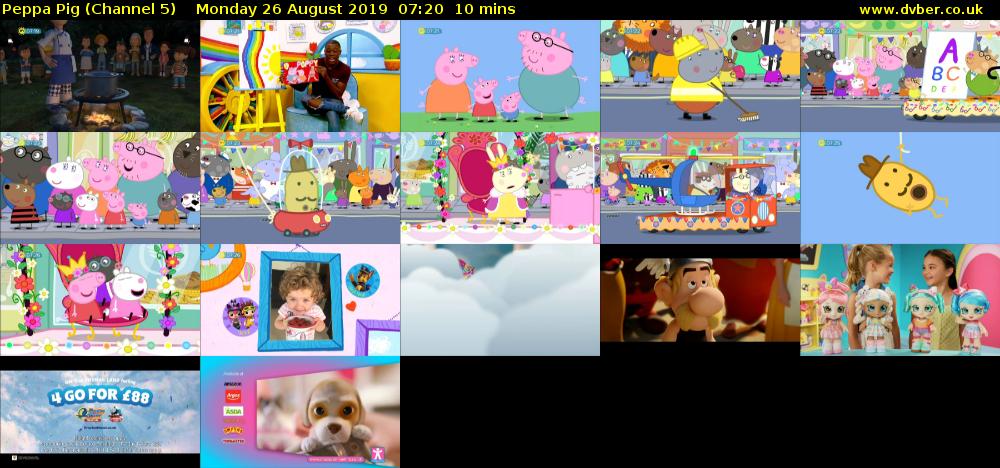 Peppa Pig (Channel 5) Monday 26 August 2019 07:20 - 07:30