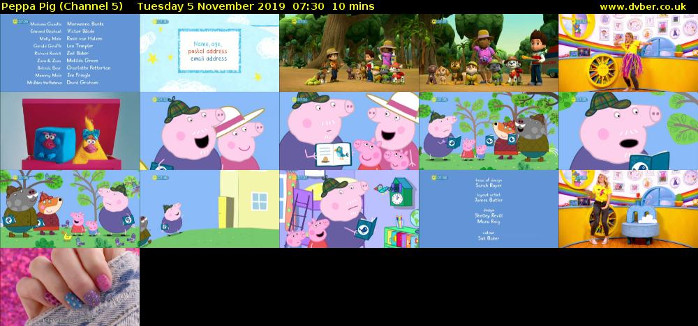 Peppa Pig (Channel 5) Tuesday 5 November 2019 07:30 - 07:40