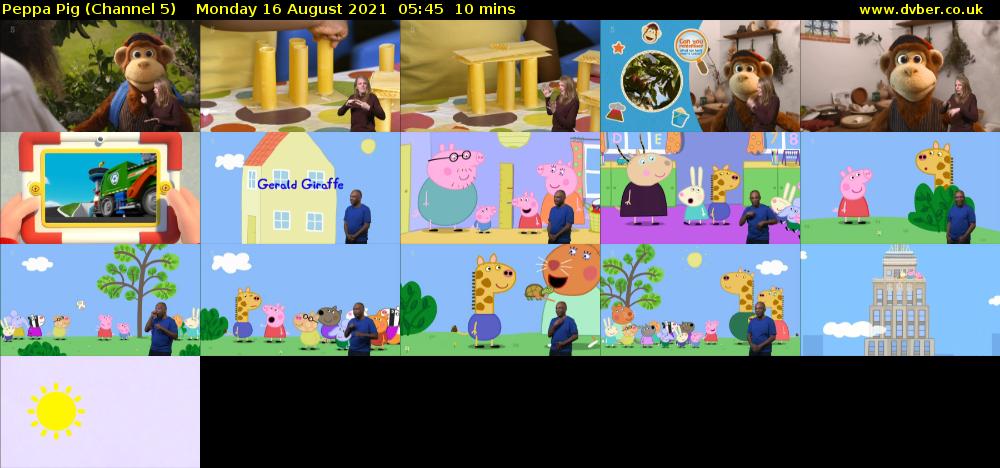 Peppa Pig (Channel 5) Monday 16 August 2021 05:45 - 05:55