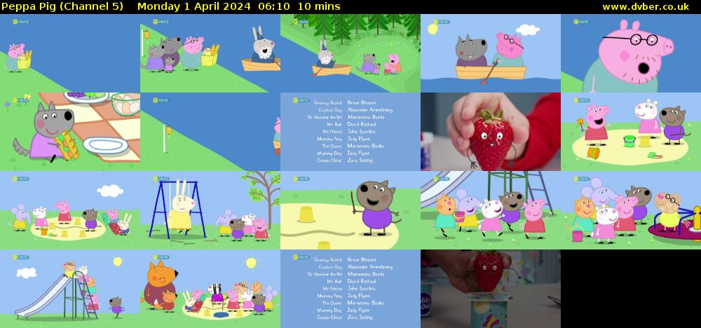 Peppa Pig (Channel 5) Monday 1 April 2024 06:10 - 06:20