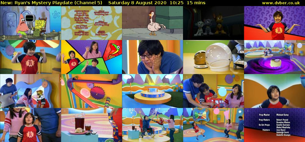 Ryan's Mystery Playdate (Channel 5) Saturday 8 August 2020 10:25 - 10:40