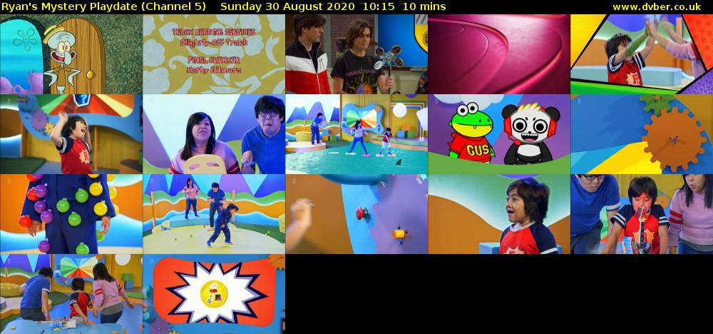Ryan's Mystery Playdate (Channel 5) Sunday 30 August 2020 10:15 - 10:25