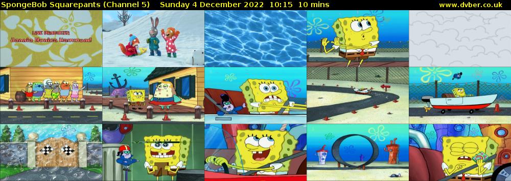SpongeBob SquarePants (Channel 5) Sunday 4 December 2022 10:15 - 10:25