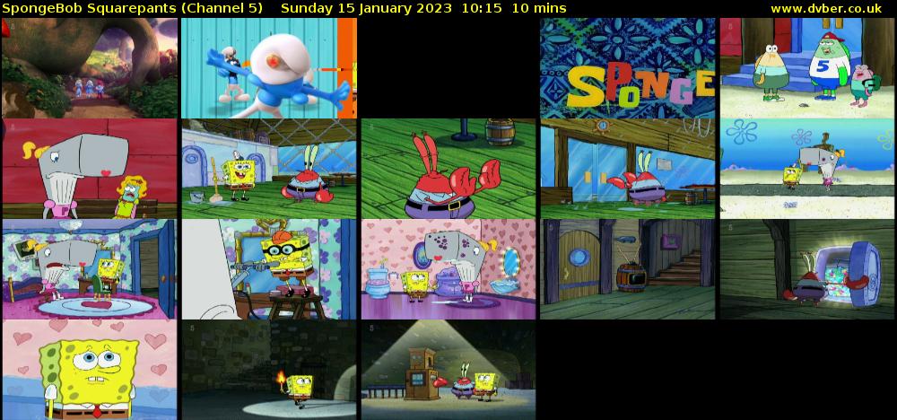 SpongeBob SquarePants (Channel 5) Sunday 15 January 2023 10:15 - 10:25