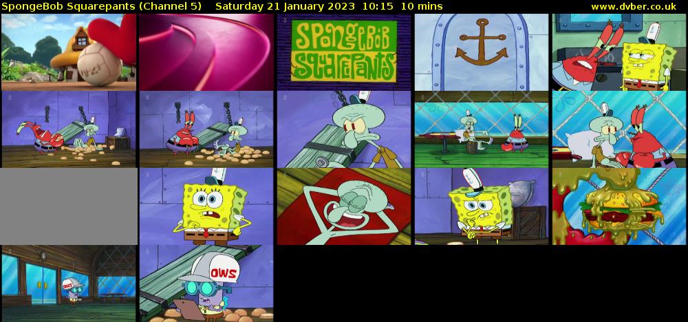SpongeBob SquarePants (Channel 5) Saturday 21 January 2023 10:15 - 10:25