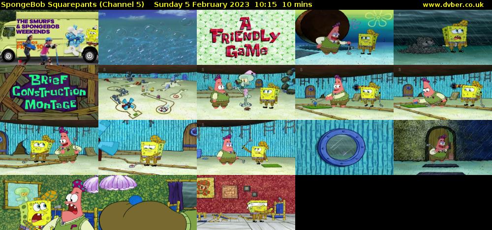 SpongeBob SquarePants (Channel 5) Sunday 5 February 2023 10:15 - 10:25
