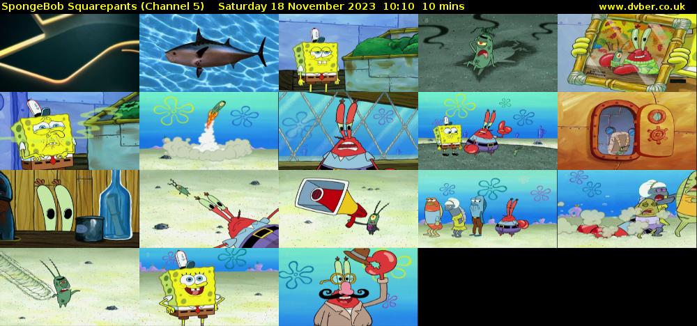 SpongeBob SquarePants (Channel 5) Saturday 18 November 2023 10:10 - 10:20