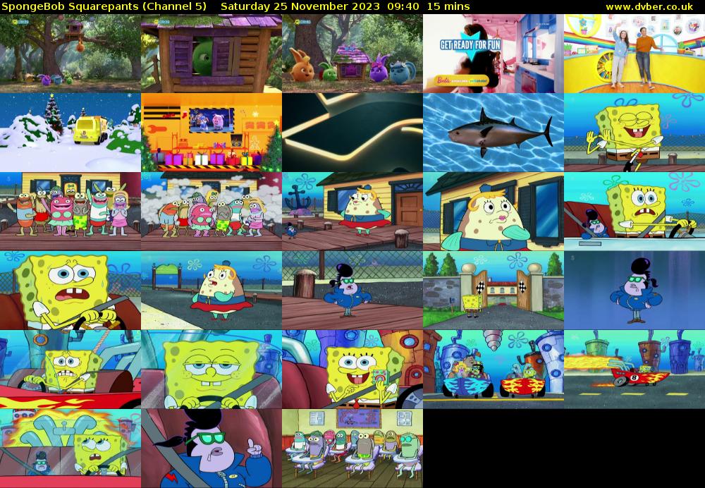 SpongeBob SquarePants (Channel 5) Saturday 25 November 2023 09:40 - 09:55