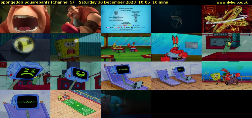 SpongeBob SquarePants (Channel 5) Saturday 30 December 2023 10:05 - 10:15