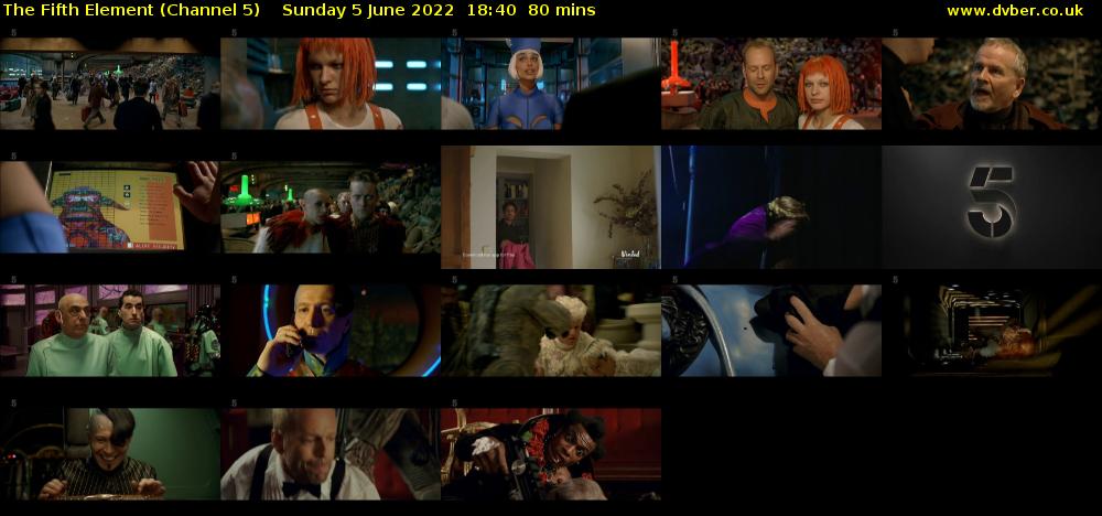 The Fifth Element (Channel 5) Sunday 5 June 2022 18:40 - 20:00