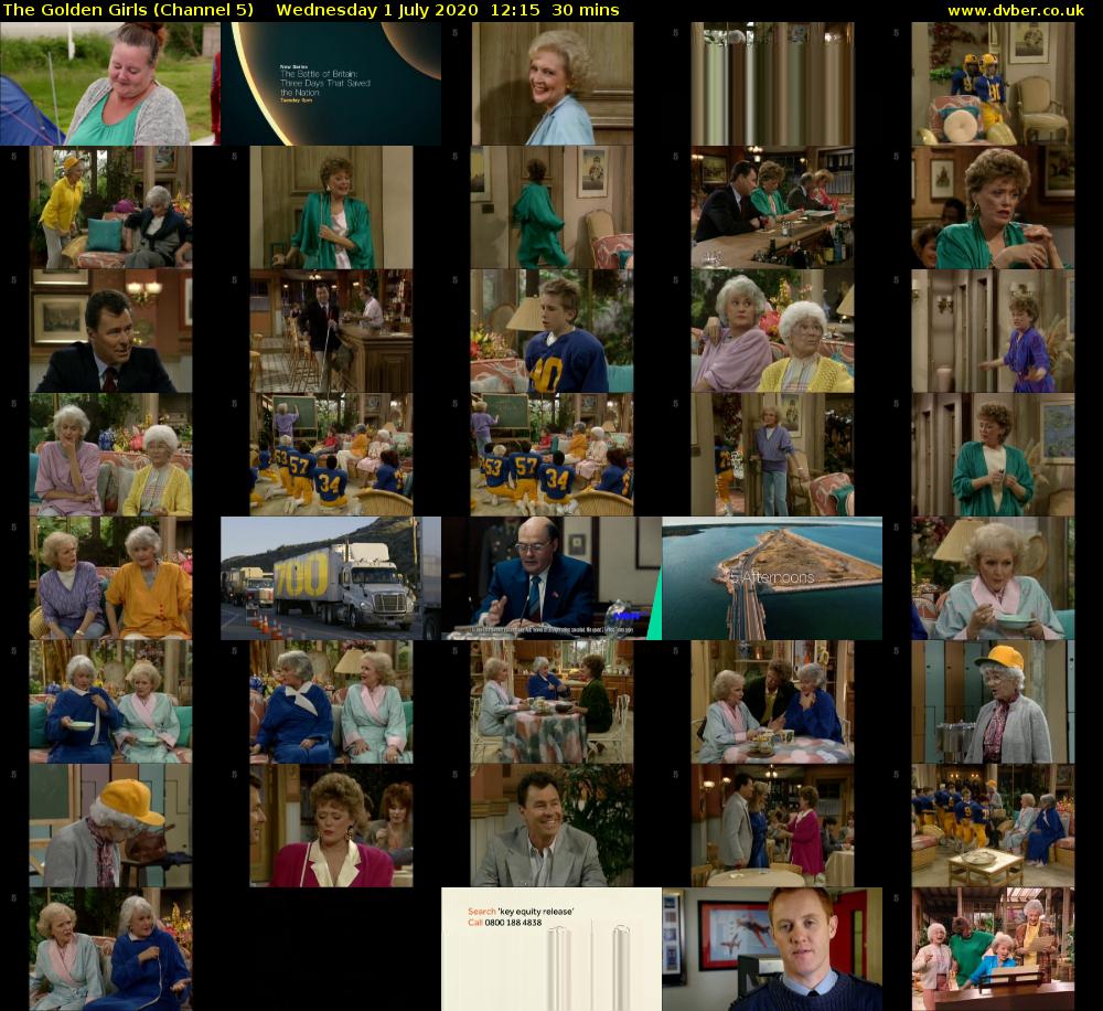 The Golden Girls (Channel 5) Wednesday 1 July 2020 12:15 - 12:45