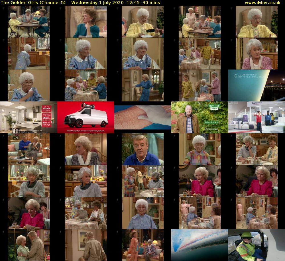 The Golden Girls (Channel 5) Wednesday 1 July 2020 12:45 - 13:15