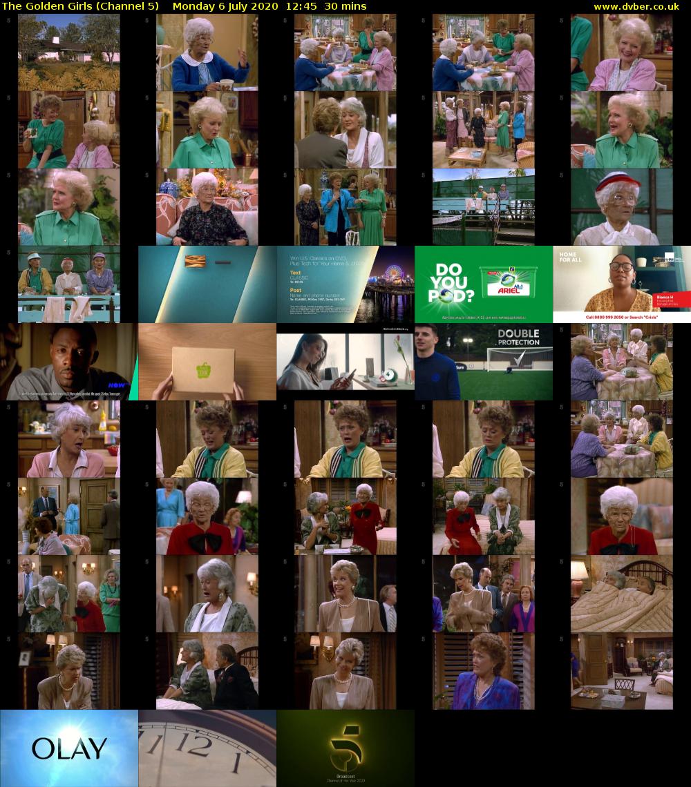 The Golden Girls (Channel 5) Monday 6 July 2020 12:45 - 13:15