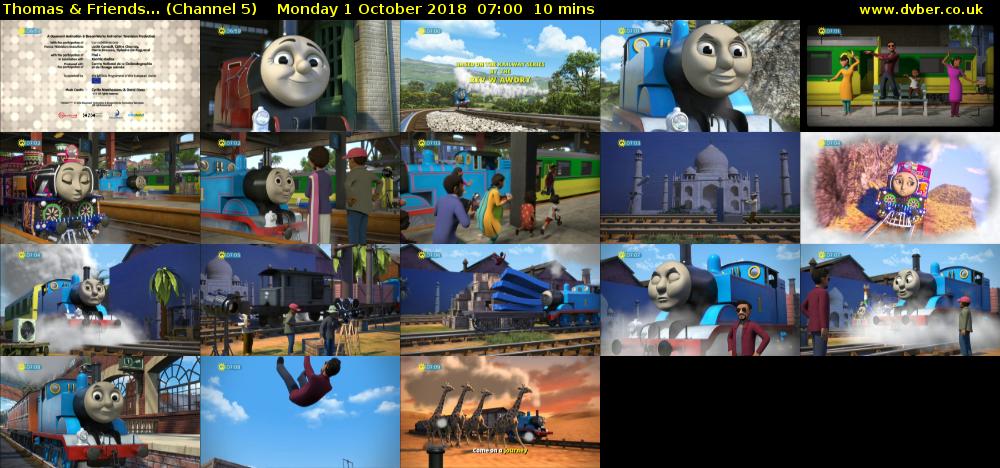 Thomas & Friends... (Channel 5) Monday 1 October 2018 07:00 - 07:10