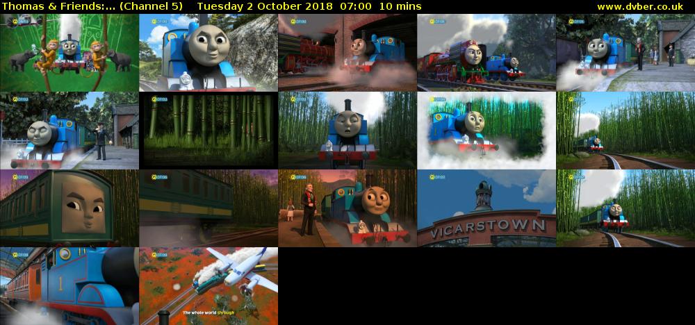 Thomas & Friends:... (Channel 5) Tuesday 2 October 2018 07:00 - 07:10