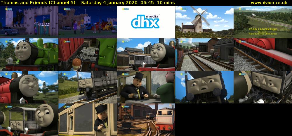 Thomas and Friends (Channel 5) Saturday 4 January 2020 06:45 - 06:55