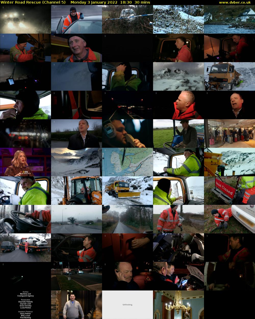 Winter Road Rescue (Channel 5) Monday 3 January 2022 18:30 - 19:00