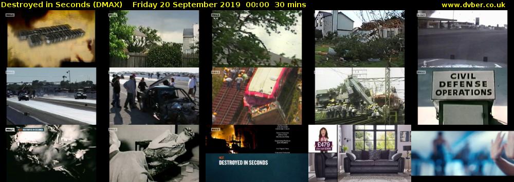 Destroyed in Seconds (DMAX) Friday 20 September 2019 00:00 - 00:30