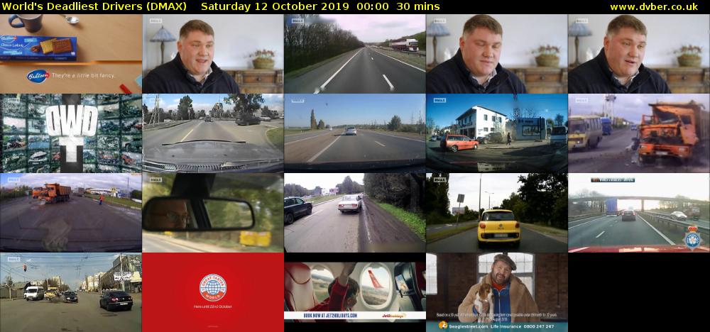 World's Deadliest Drivers (DMAX) Saturday 12 October 2019 00:00 - 00:30