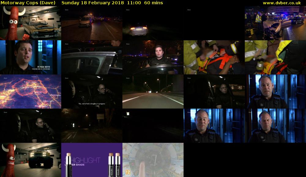 Motorway Cops (Dave) Sunday 18 February 2018 11:00 - 12:00