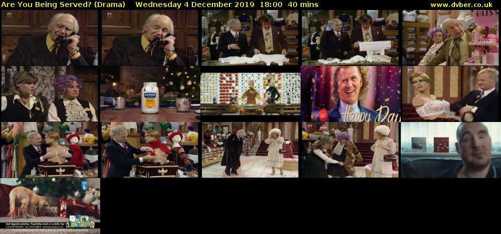 Are You Being Served? (Drama) Wednesday 4 December 2019 18:00 - 18:40
