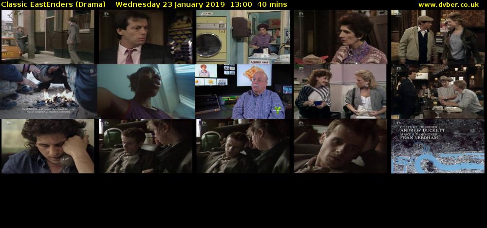 Classic EastEnders (Drama) Wednesday 23 January 2019 13:00 - 13:40