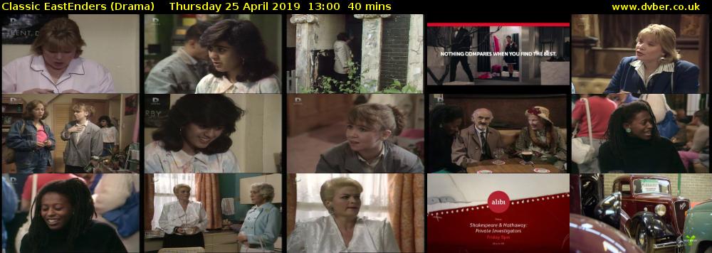 Classic EastEnders (Drama) Thursday 25 April 2019 13:00 - 13:40