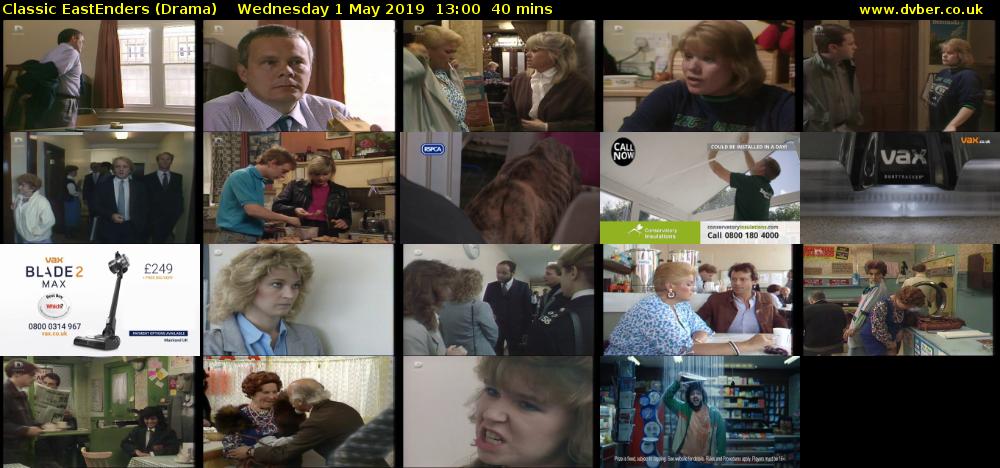 Classic EastEnders (Drama) Wednesday 1 May 2019 13:00 - 13:40