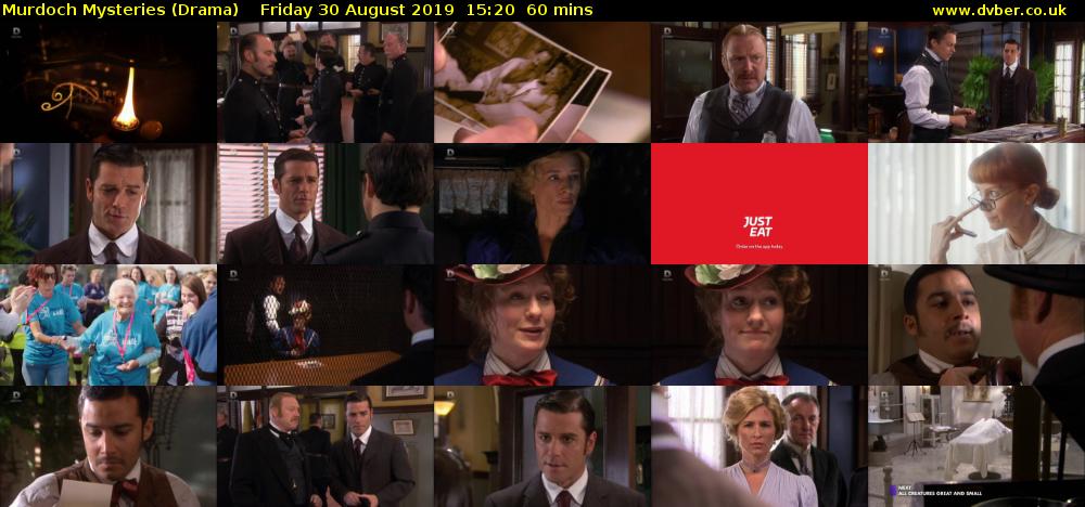 Murdoch Mysteries (Drama) Friday 30 August 2019 15:20 - 16:20