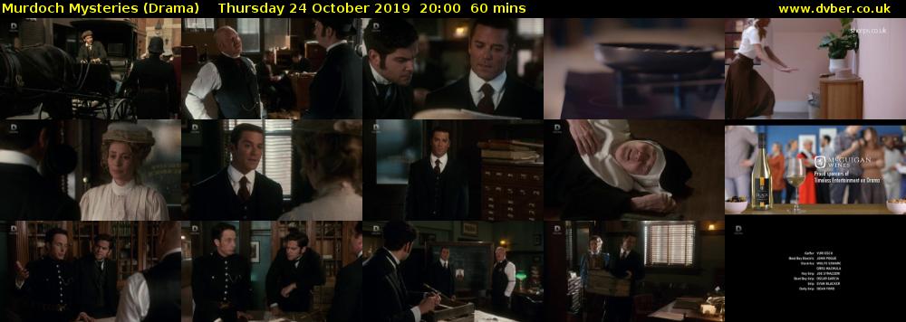 Murdoch Mysteries (Drama) Thursday 24 October 2019 20:00 - 21:00