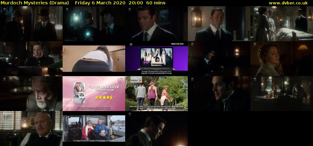 Murdoch Mysteries (Drama) Friday 6 March 2020 20:00 - 21:00