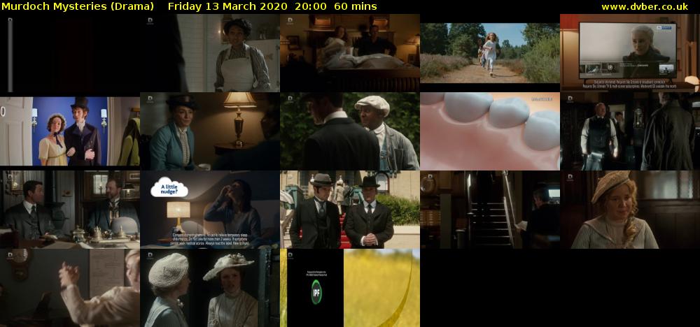 Murdoch Mysteries (Drama) Friday 13 March 2020 20:00 - 21:00