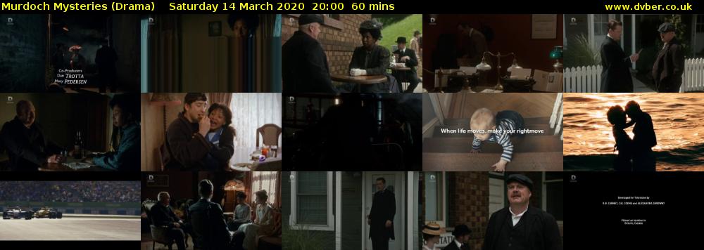 Murdoch Mysteries (Drama) Saturday 14 March 2020 20:00 - 21:00
